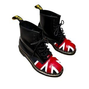 Dr. Martens Union Jack British Flag Black Leather Boots UK 6 US 7.0M 8.0 W EU39